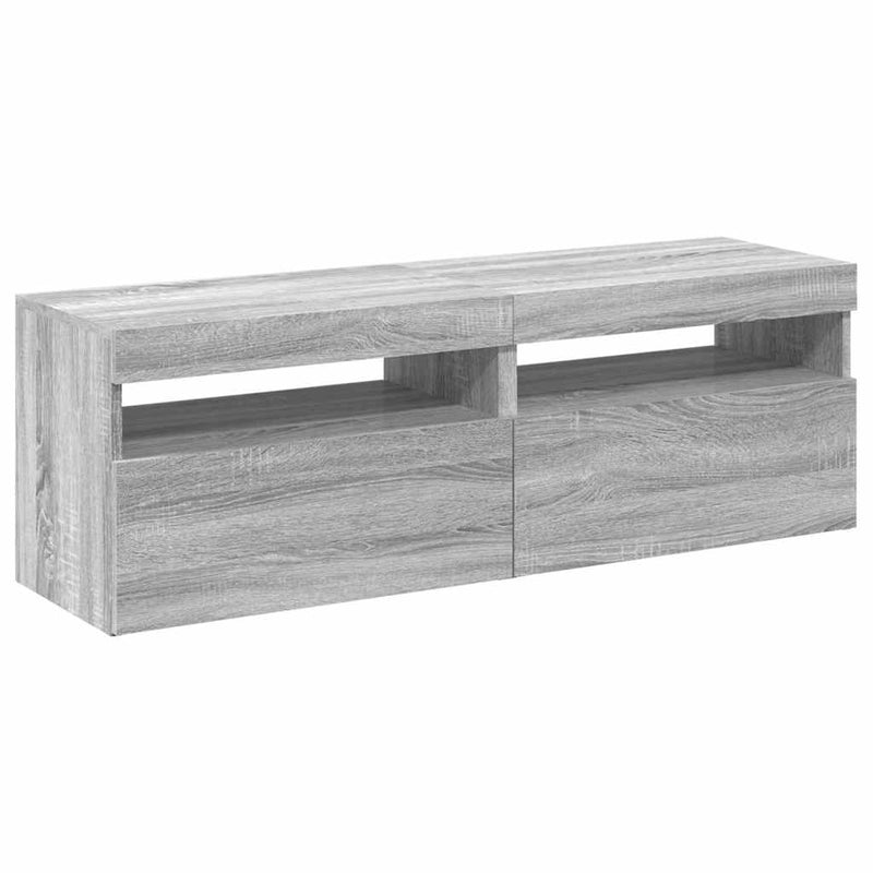Comode TV cu lumini LED, 2 buc., gri sonoma, 60x35x40 cm