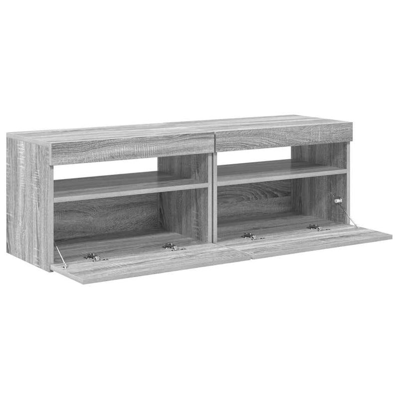 Comode TV cu lumini LED, 2 buc., gri sonoma, 60x35x40 cm