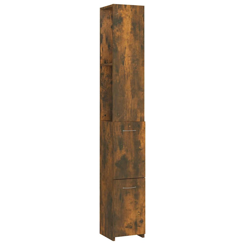 Dulap de baie, stejar afumat, 25x26,5x170 cm, lemn prelucrat