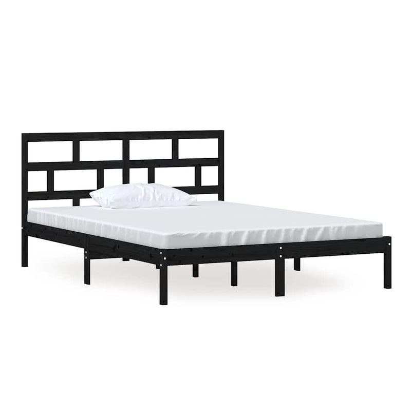 Cadru de pat King Size, negru, 150x200 cm, lemn masiv