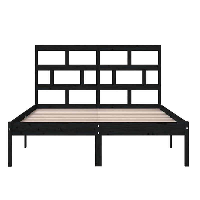 Cadru de pat King Size, negru, 150x200 cm, lemn masiv