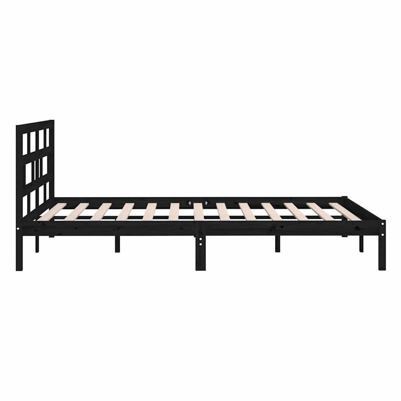 Cadru de pat King Size, negru, 150x200 cm, lemn masiv