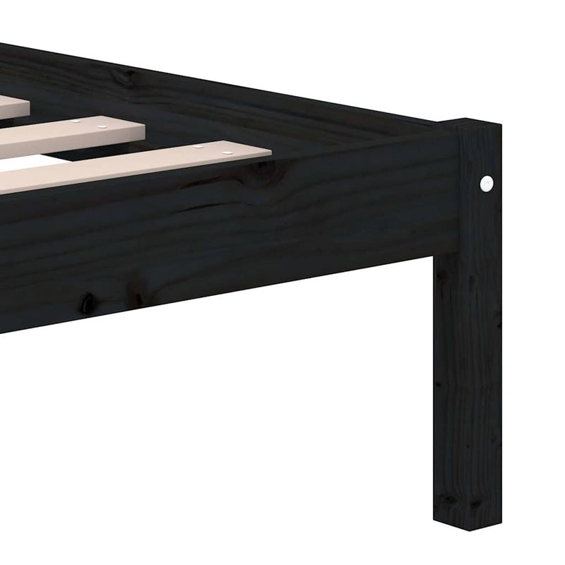 Cadru de pat King Size, negru, 150x200 cm, lemn masiv