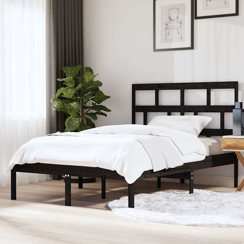 Cadru de pat King Size, negru, 150x200 cm, lemn masiv