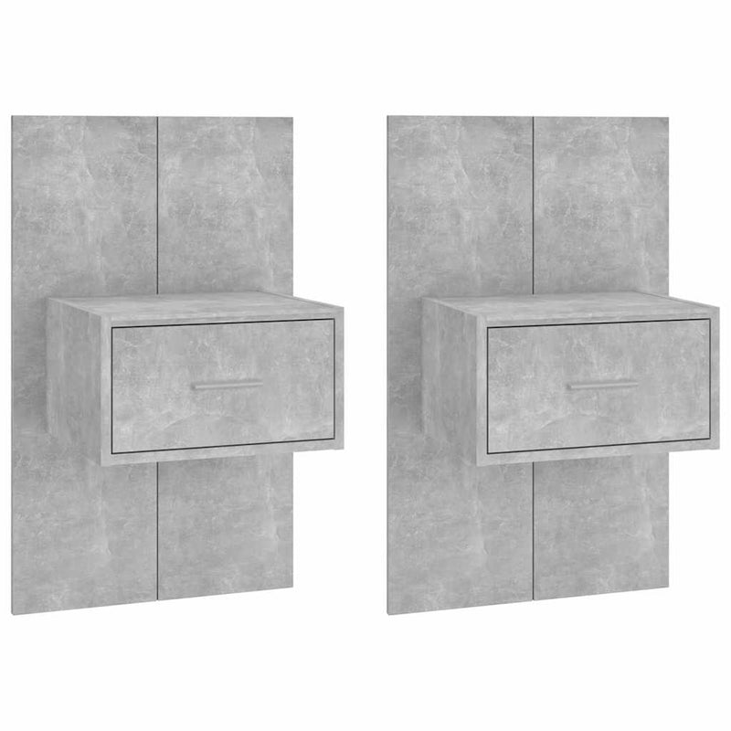 Noptiere de perete, 2 buc., gri beton