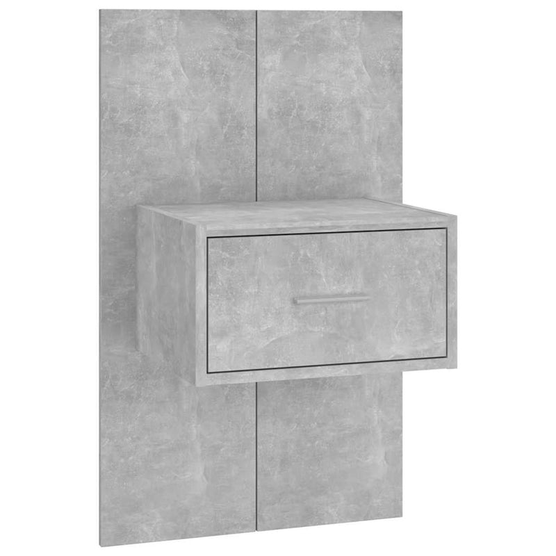 Noptiere de perete, 2 buc., gri beton