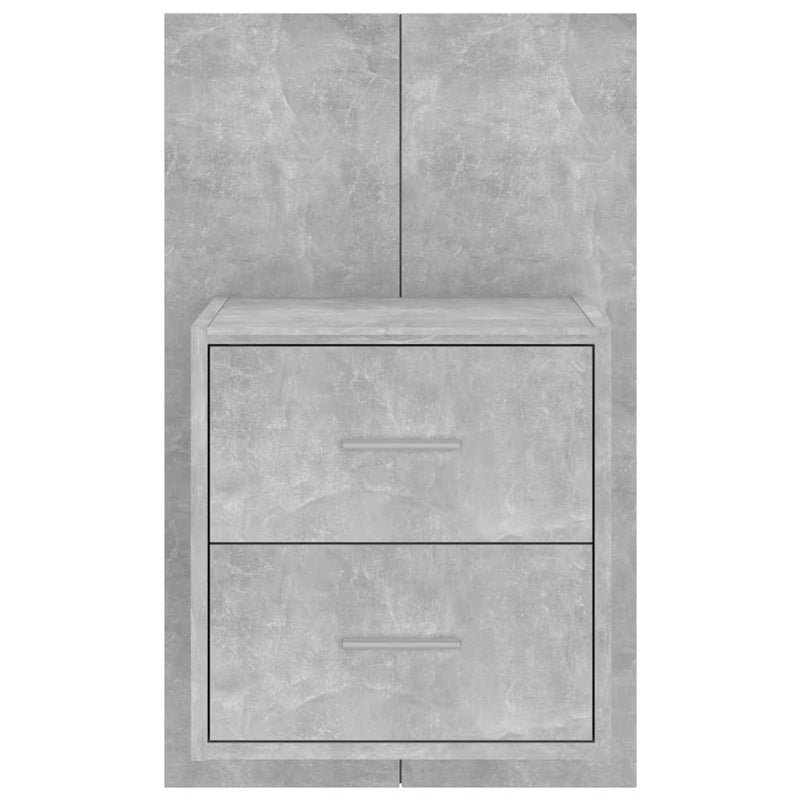 Noptiere de perete, 2 buc., gri beton