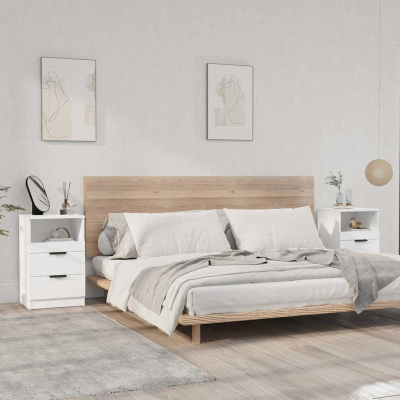 Noptiere 2 buc. Alb Medium Engineered wood