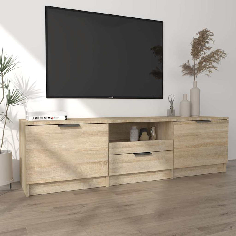 Comodă TV din stejar Sonoma 140x35x40 cm, lemn stratificat