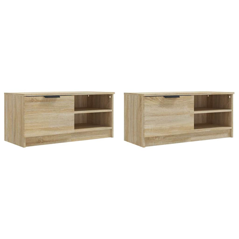 Comodă TV, 2 buc., stejar sonoma, 80x35x36,5 cm, lemn prelucrat