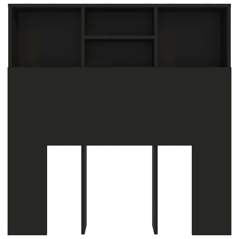 Tăblie de pat cu dulap, negru, 100x19x103,5 cm