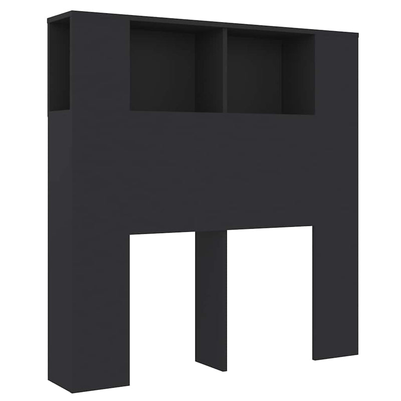 Tăblie de pat cu dulap, negru, 100x18,5x102,5 cm