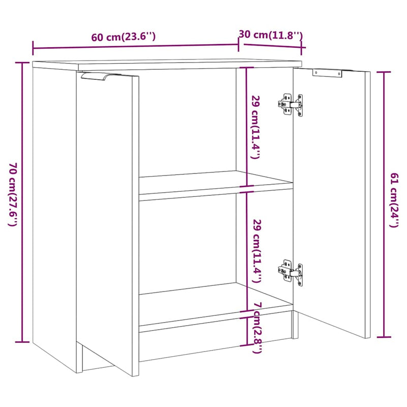Dulap, sonoma gri, 60x30x70 cm, lemn prelucrat