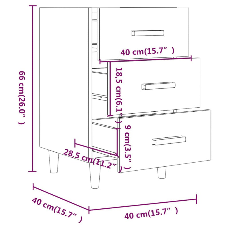 Noptieră, stejar sonoma, 40x40x66 cm, lemn compozit