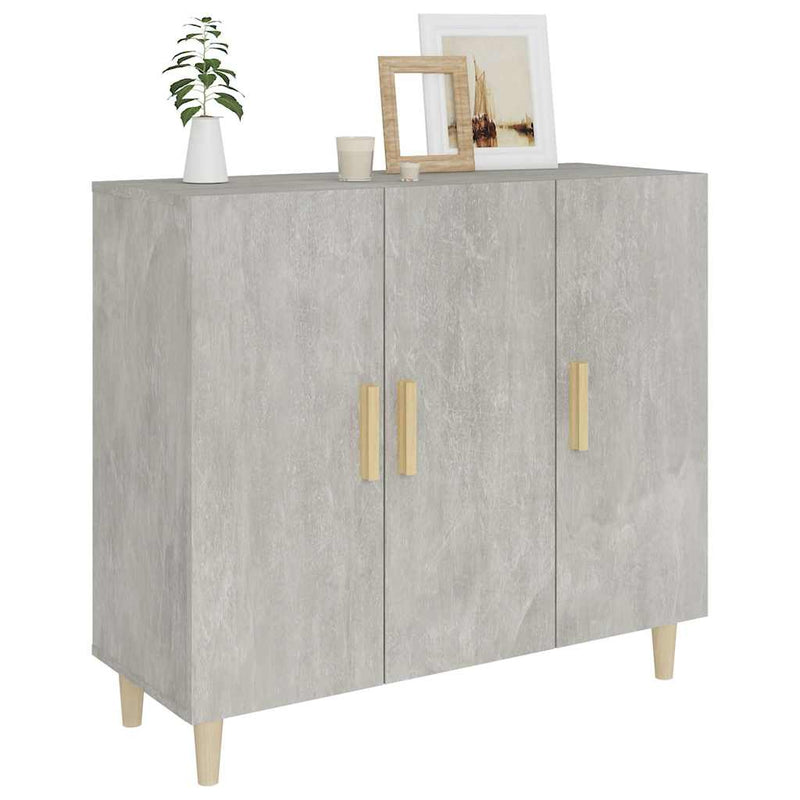 Servantă, gri beton, 90x34x80 cm, lemn compozit