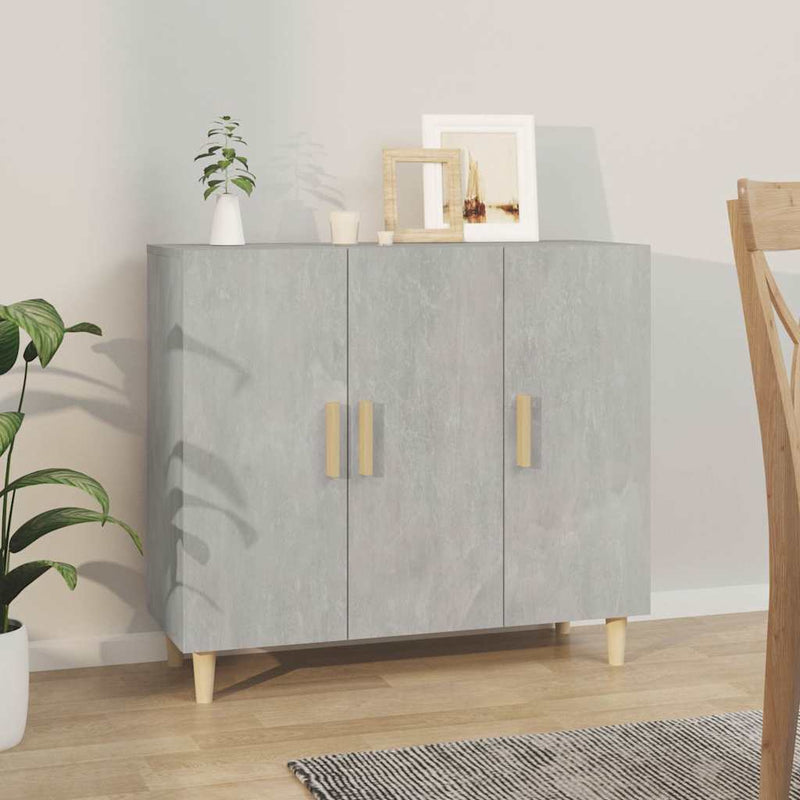 Servantă, gri beton, 90x34x80 cm, lemn compozit
