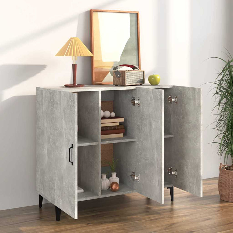Servantă, gri beton, 90x34x80 cm, lemn compozit