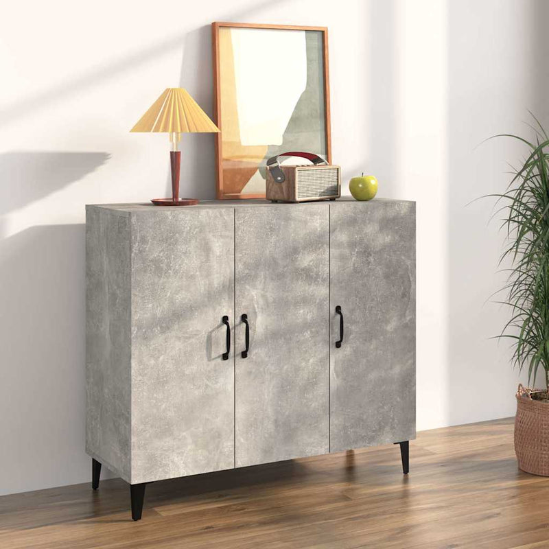 Servantă, gri beton, 90x34x80 cm, lemn compozit