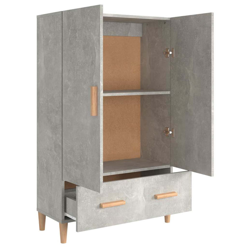 Dulap înalt, gri beton, 70x31x115 cm, lemn compozit