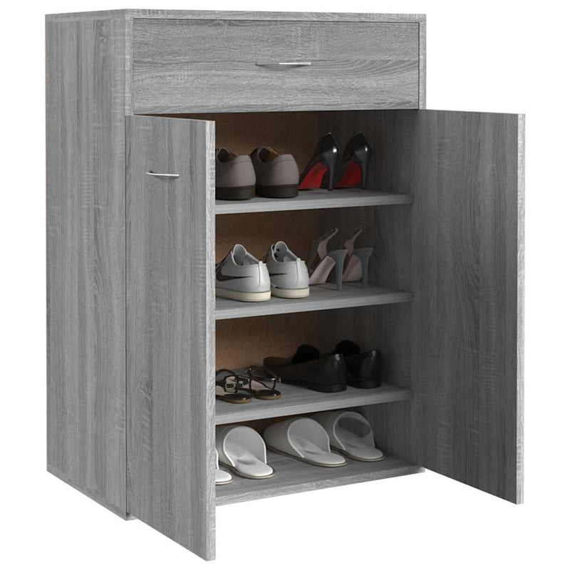 Pantofar, gri sonoma, 60x35x84 cm, lemn compozit