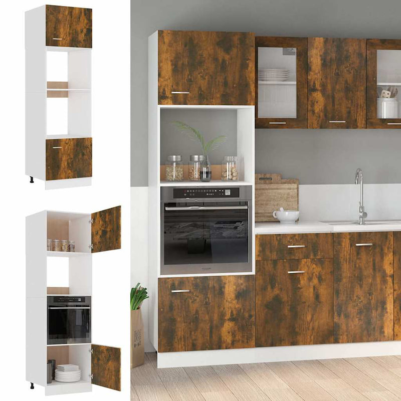 Dulap cuptor microunde “Lyon” stejar afumat 60x57x207cm