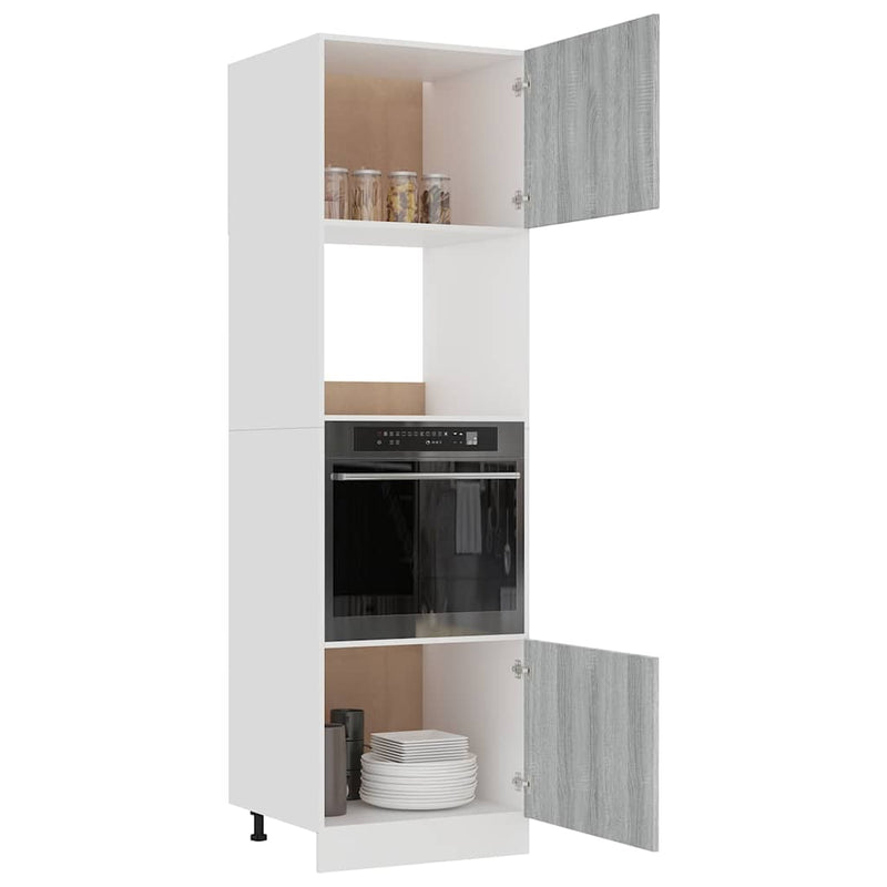 Dulap cuptor microunde “Lyon”, gri sonoma, 60x57x207cm