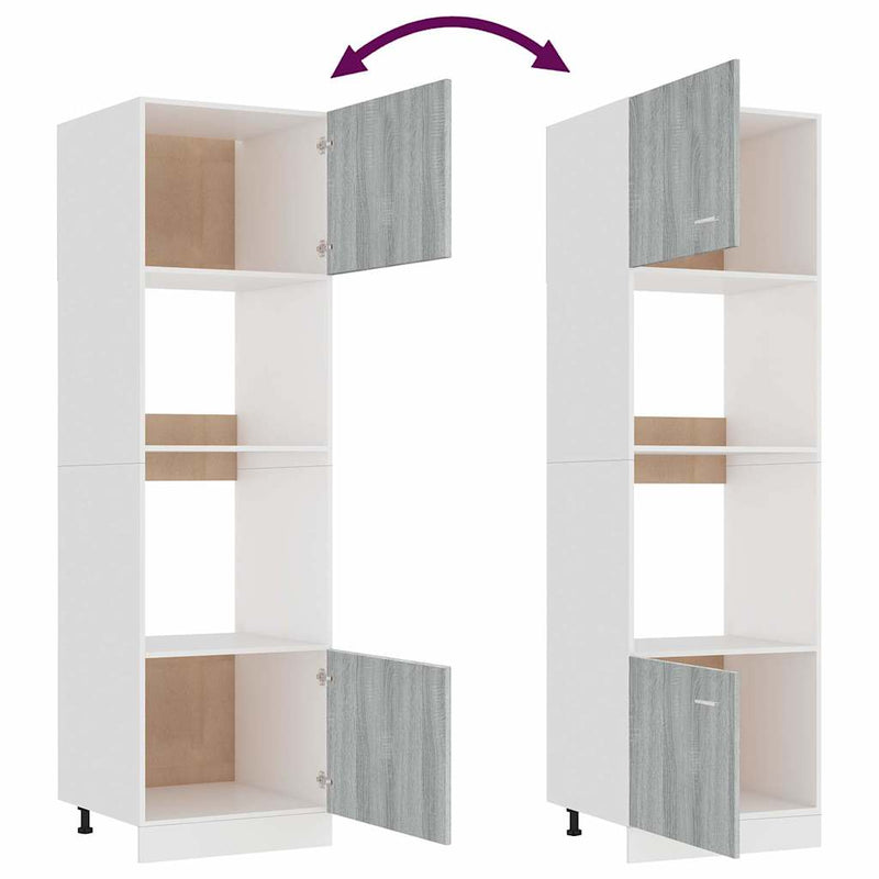 Dulap cuptor microunde “Lyon”, gri sonoma, 60x57x207cm