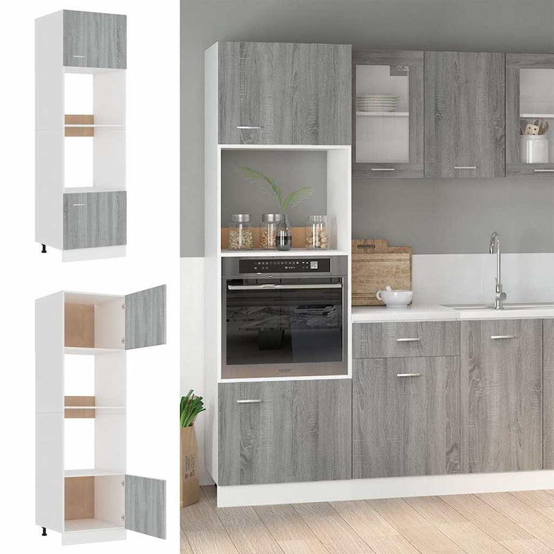Dulap cuptor microunde “Lyon”, gri sonoma, 60x57x207cm
