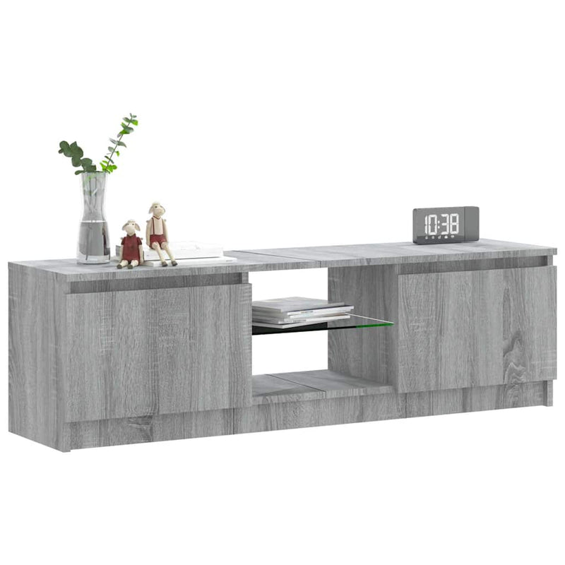 Comodă TV cu lumini LED, gri sonoma, 120x30x36 cm