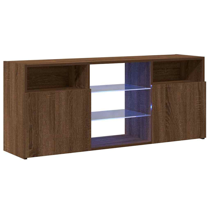 Comodă TV cu lumini LED, stejar maro, 120x30x50 cm