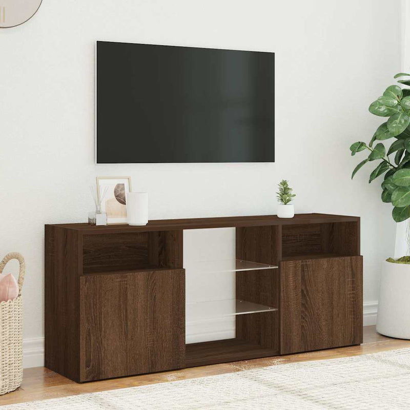 Comodă TV cu lumini LED, stejar maro, 120x30x50 cm