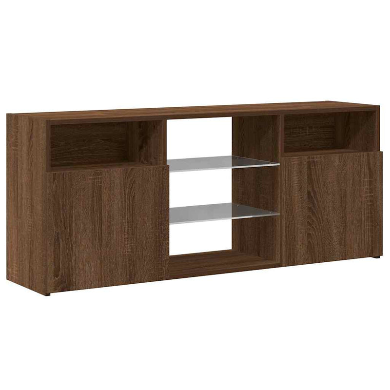 Comodă TV cu lumini LED, stejar maro, 120x30x50 cm