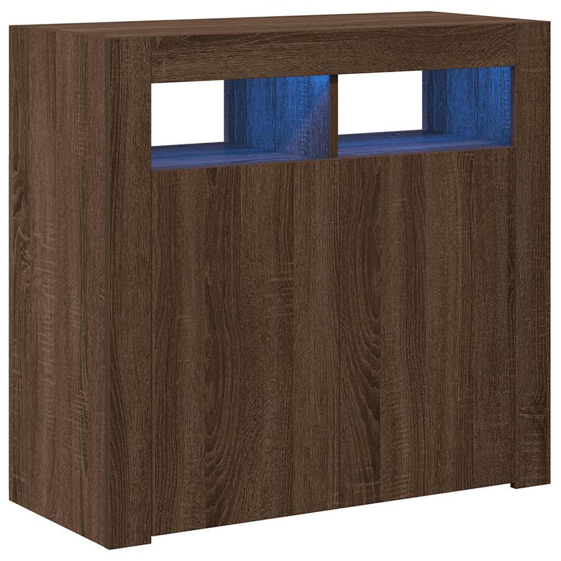 Dulap cu lumini LED, stejar maro, 80x35x75 cm