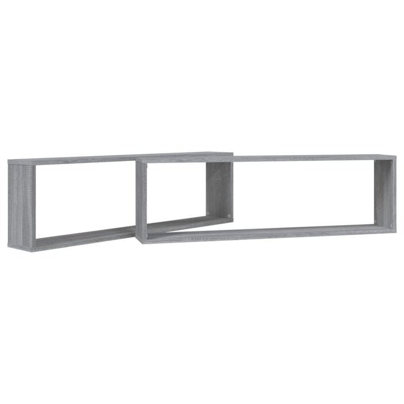 Rafturi de perete cub, 2 buc., gri sonoma, 100x15x30 cm, lemn