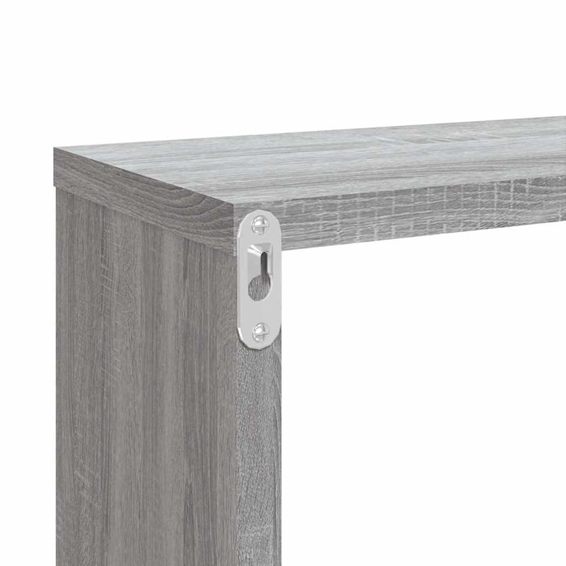 Rafturi de perete cub, 4 buc., gri sonoma, 80x15x26,5 cm, lemn