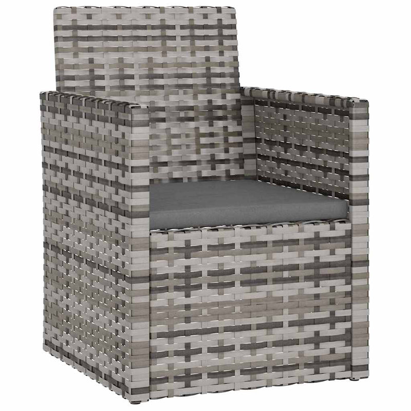 Set mobilier de exterior cu perne, 4 piese, gri, poliratan