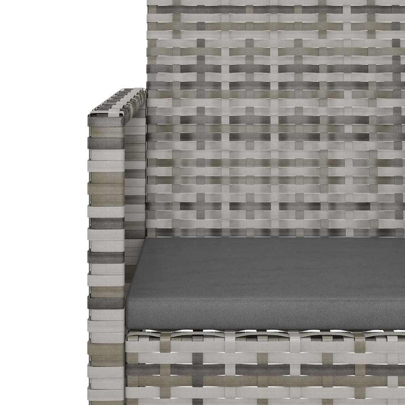 Set mobilier de exterior cu perne, 4 piese, gri, poliratan