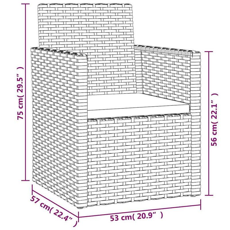Set mobilier de exterior cu perne, 4 piese, gri, poliratan