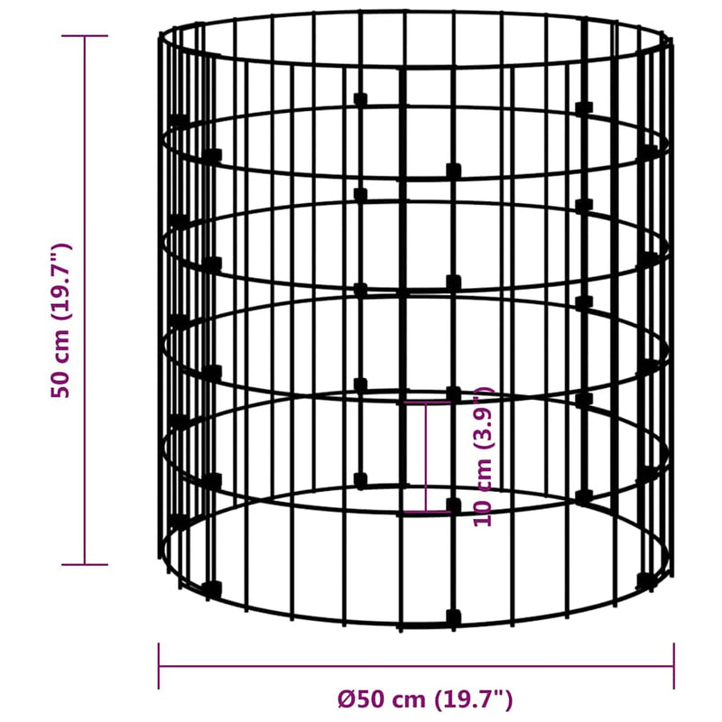 Stâlp de gabion, Ø50x50 cm, oțel galvanizat, circular