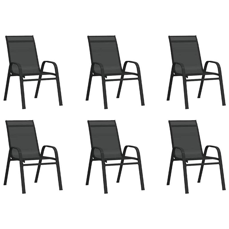 Set de servit masa pentru grădină, 7 piese, negru