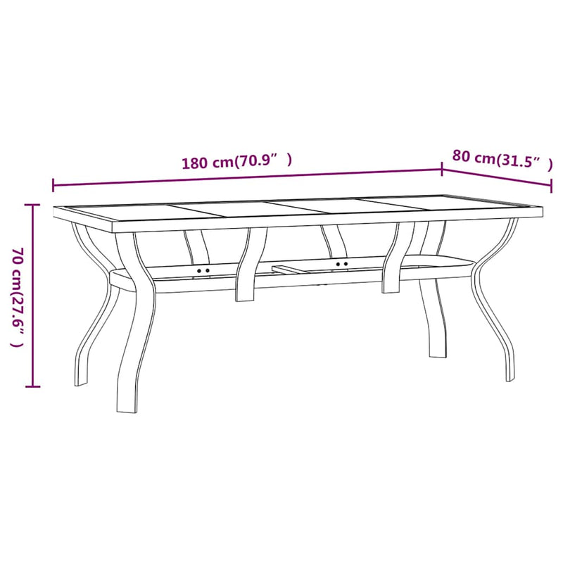 Set de servit masa pentru grădină, 7 piese, negru