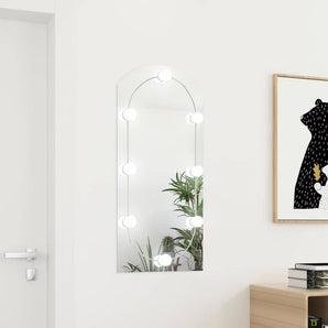 Oglindă cu lumini LED, arcadă, 90x45 cm, sticlă