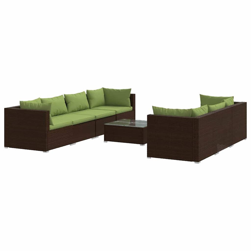 Set mobilier de grădină cu perne, 8 piese, maro, poliratan