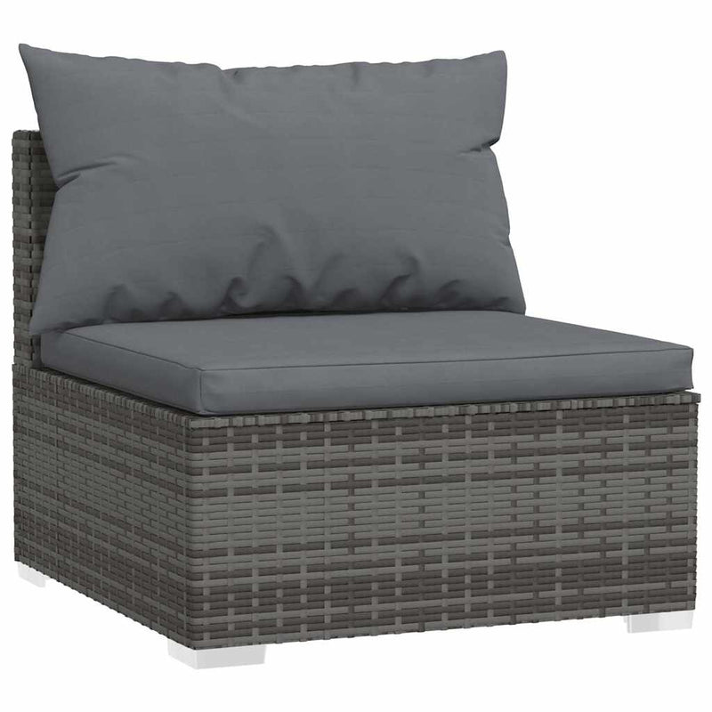 Set mobilier de grădină cu perne, 5 piese, gri, poliratan