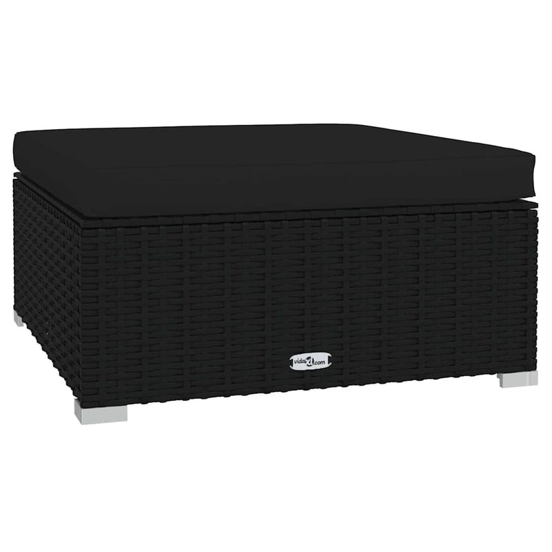 Set mobilier de grădină cu perne, 4 piese, negru, poliratan