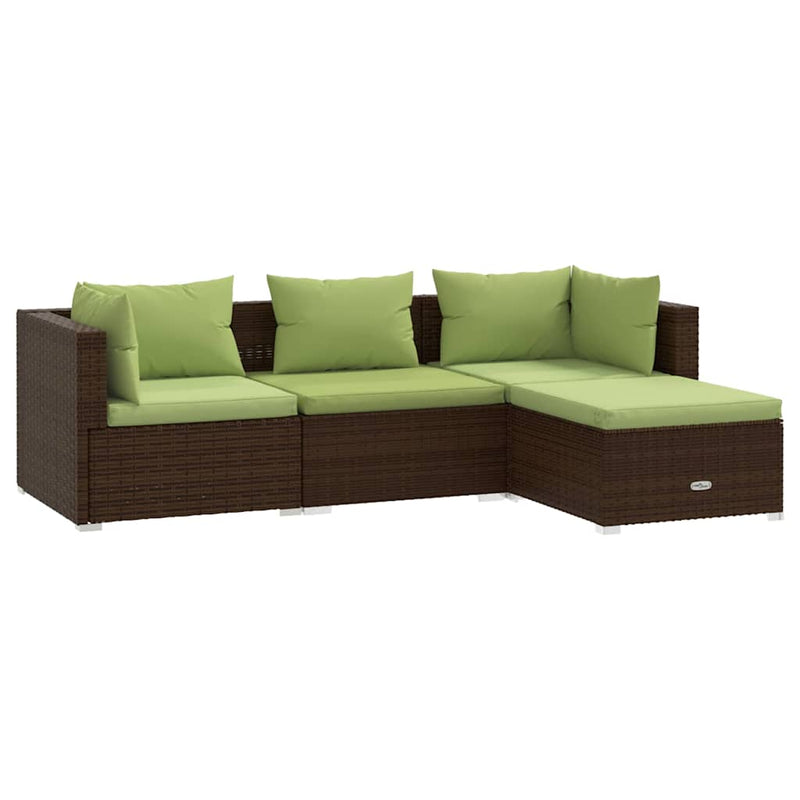 Set mobilier de grădină cu perne, 4 piese, maro, poliratan