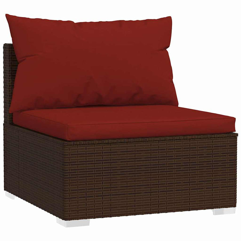 Set mobilier de grădină cu perne, 7 piese, maro, poliratan