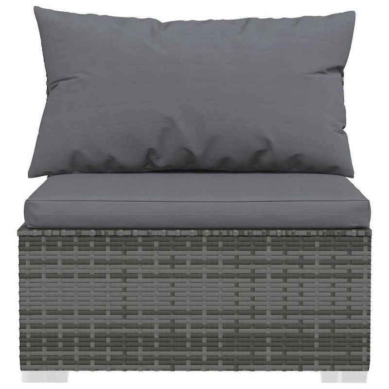 Set mobilier de grădină cu perne, 7 piese, gri, poliratan