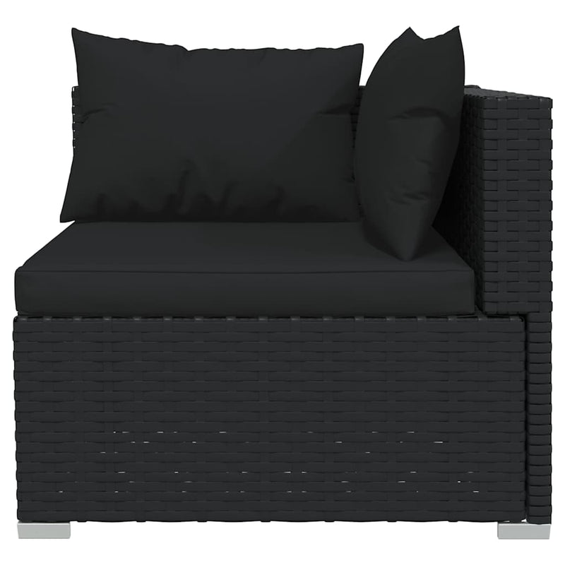 Set mobilier de grădină cu perne, 6 piese, negru, poliratan