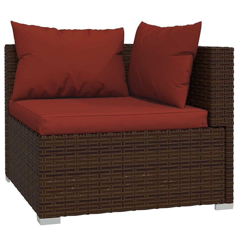 Set mobilier de grădină cu perne, 9 piese, maro, poliratan